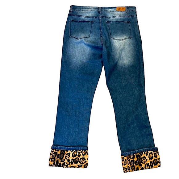 L&B Leopard patch work cropped jeans Size 22 - Picture 4 of 7